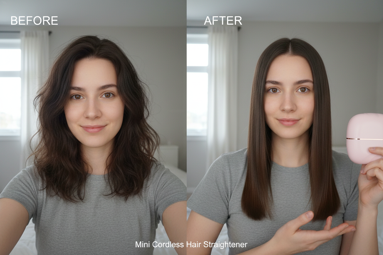 UGC style before and after hair straightening